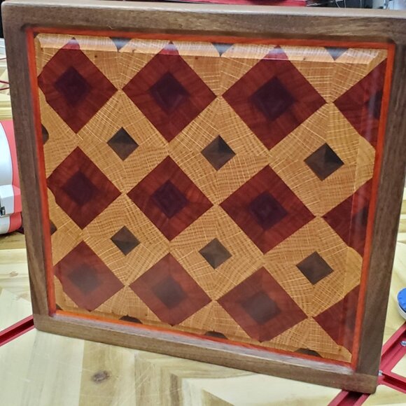 Handcrafted End Grain Cutting Board – Walnut White Oak Purpleheart & Padauk